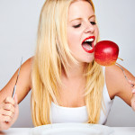 healthy food - young blond girl